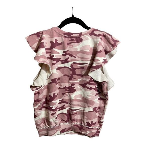 Anthropologie t.La Flutter Sleeve Top in Pink and White Camo Size M NWT - Picture 4 of 8